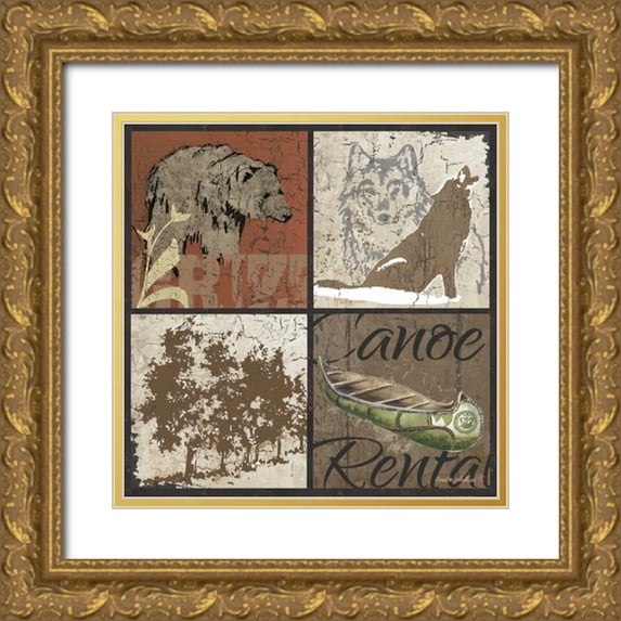 Phillips, Anita 20x20 Gold Ornate Wood Framed with Double Matting Museum Art Print Titled - Canoe Rentals