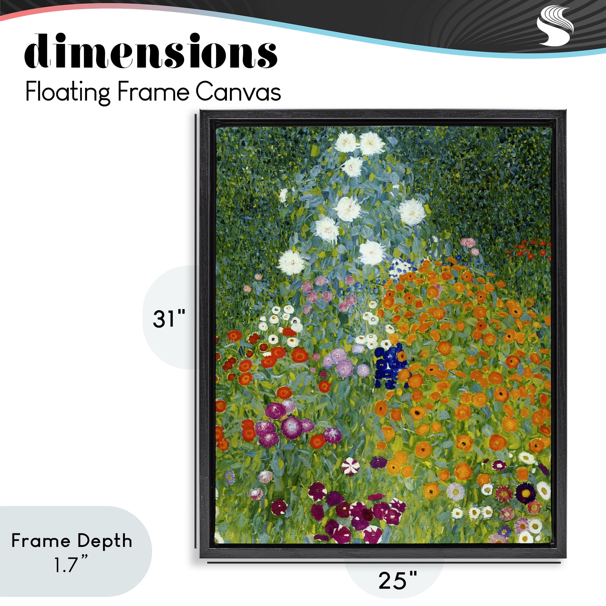 Stupell Industries Farm Garden Classic Klimt Black Framed Floater Canvas Wall Art, design by Vintage Hustle