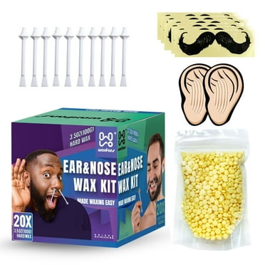 Nose Wax Kit, Waxfans Nasal Waxing Kit for Men and Women, 100g Wax, 20 Applicators. Nose Ear Hair Instant Removal Kits,Safe Easy Quick & Painless