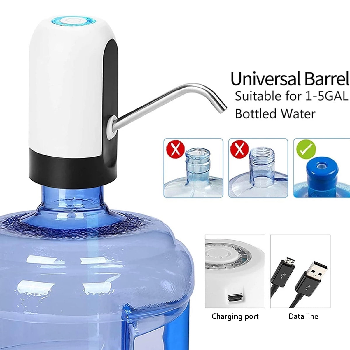 Automatic USB Rechargeable Electric Water Pump Drinking Bottle Dispenser Switch 