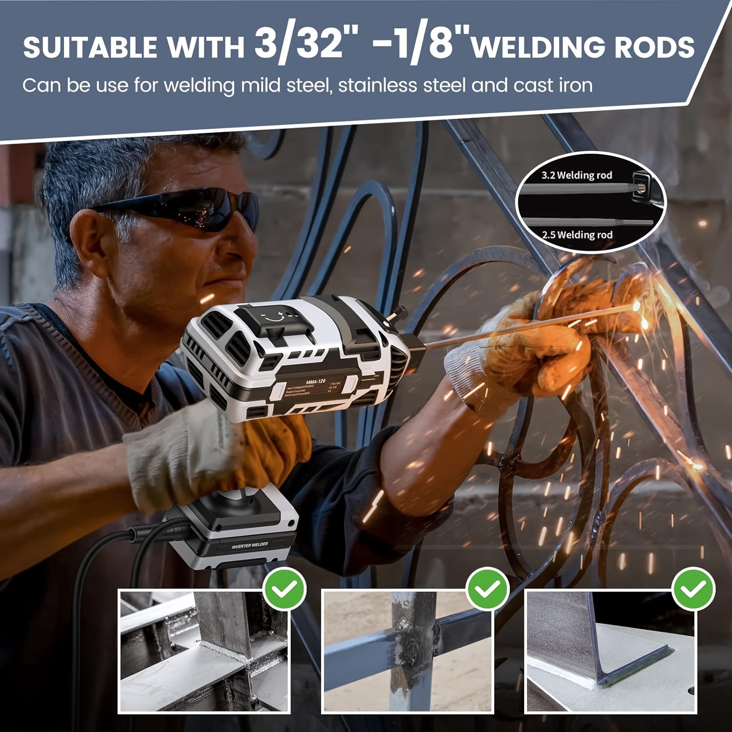TKDMR 110V 130A  Handheld Portable Welding Machine , IGBT Inverter, Ergonomic Design