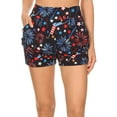 thumbnail image 1 of Women’s Regular Fireworks American Flag Printed Pleated Pockets Harem Shorts -S/M, 1 of 3
