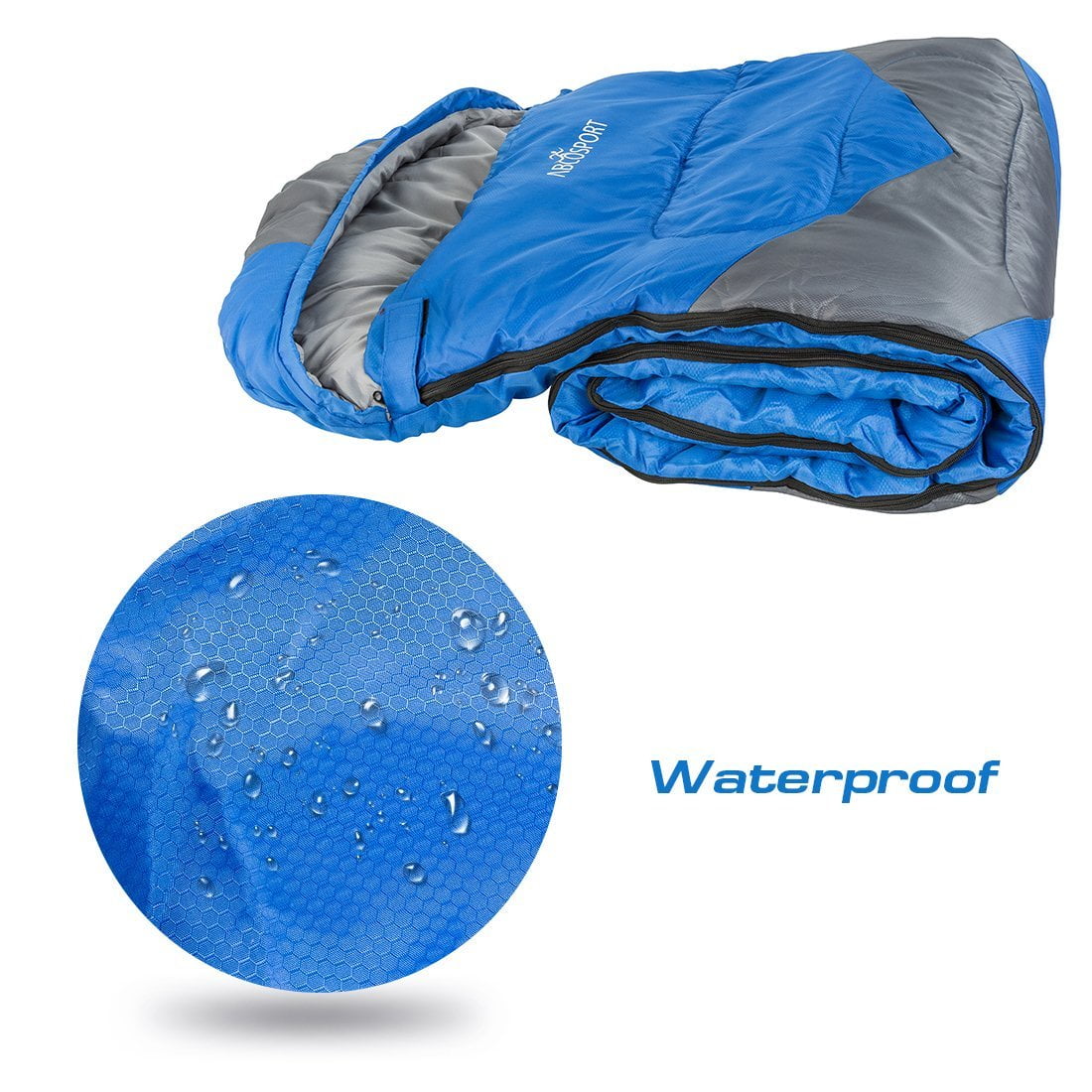 HEWOLF Double Sleeping Bags for Adults Lightweight Waterproof Envelope Sleeping Bag Compact 4 Season Sleeping Bag with Compression Sack for Camping Hiking 220×145cm 