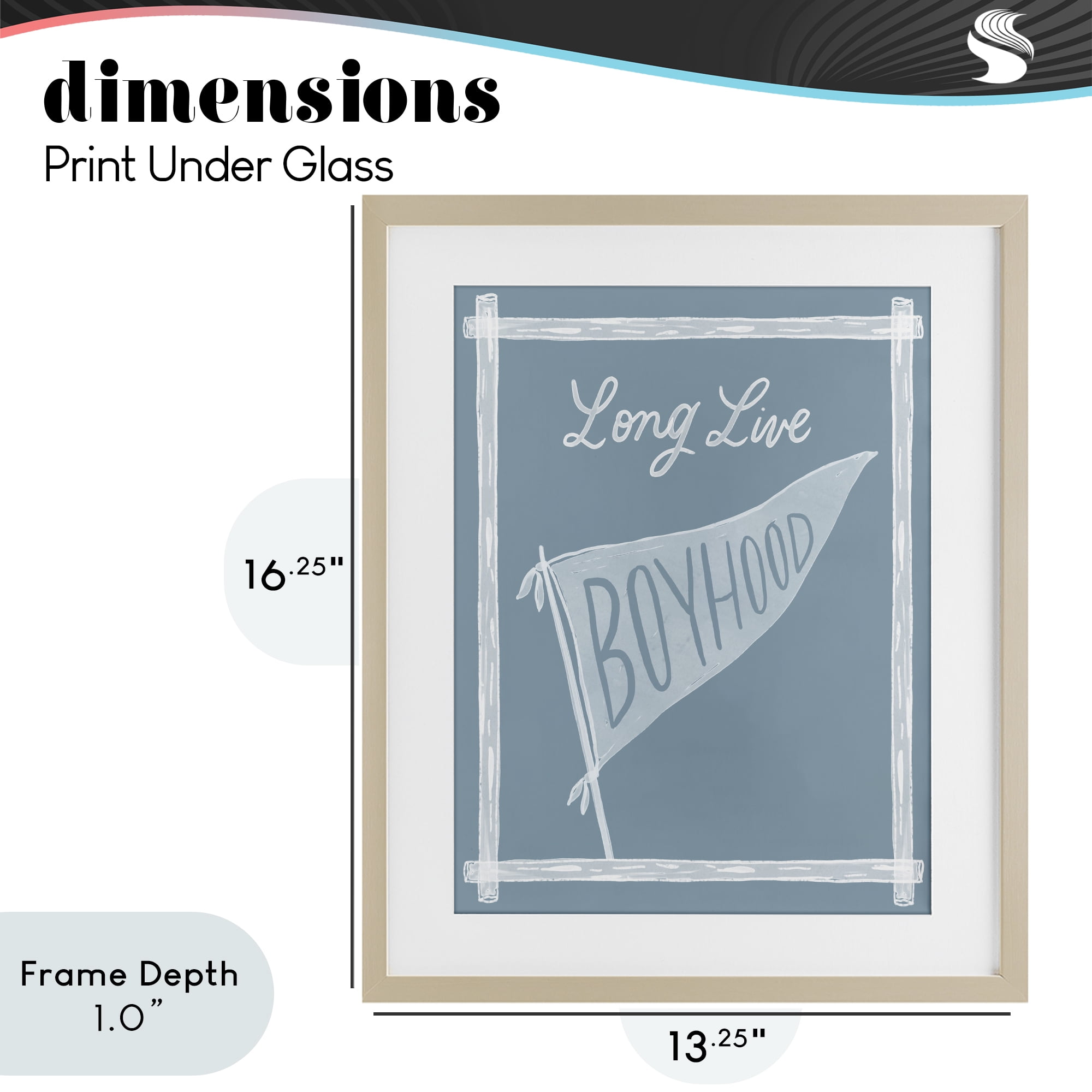 Stupell Industries Long Live Boyhood with Border Birch Framed Print Under Glass, design by Cherrywood Lane