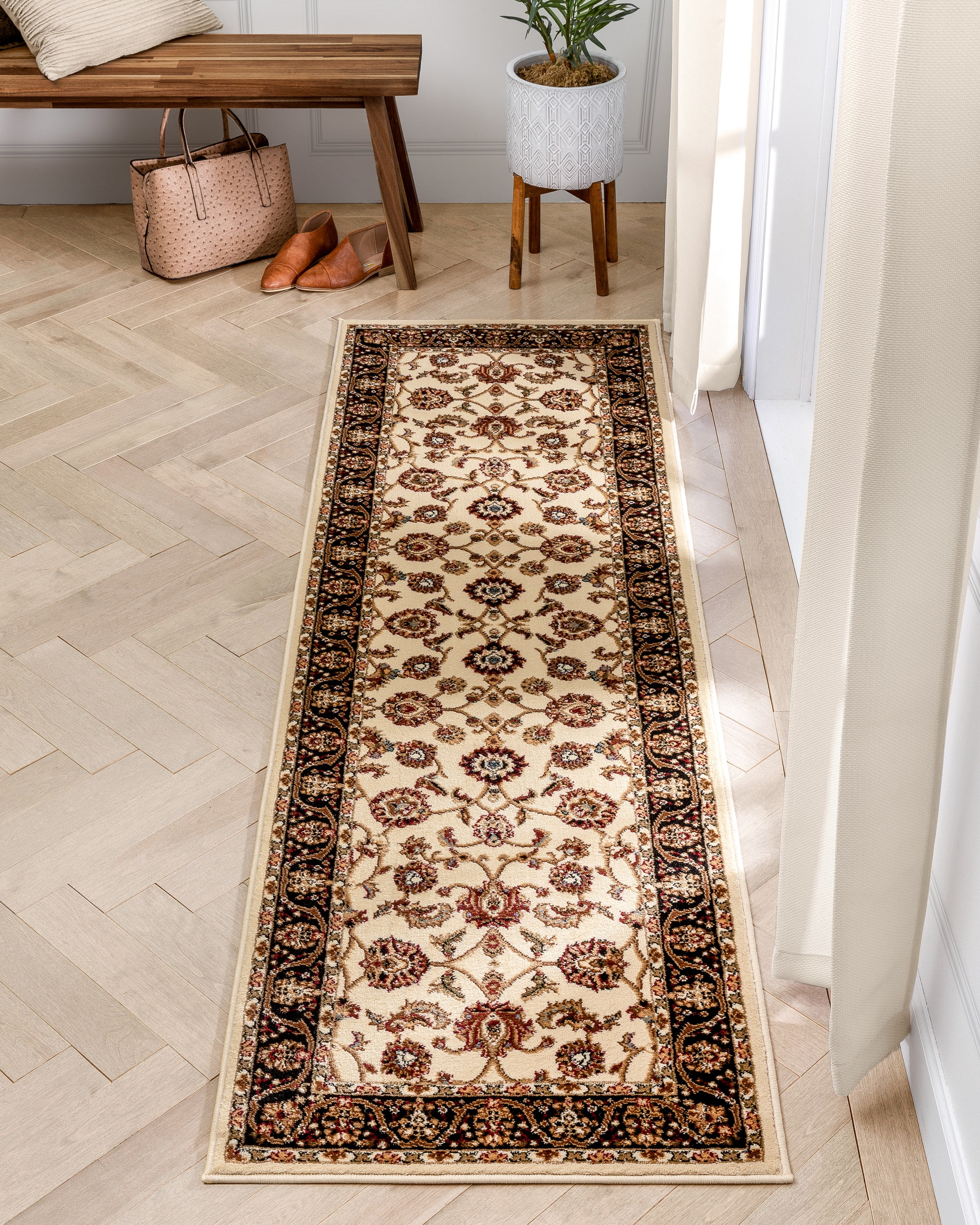 Well Woven Barclay Sarouk Traditional Oriental Panel Ivory 2'3" x 7'3" Runner Rug