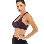YEYELE Women's Low Support Bras Cross Sports Bra Cross Back Strappy Removable Pads Yoga Running Workout Bra