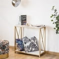 thumbnail image 5 of JINS&VICO 2-Tier Console Table White , Gold Sofa Entry Table with Faux Marble Top and Gold Metal Frame for Home, 5 of 7