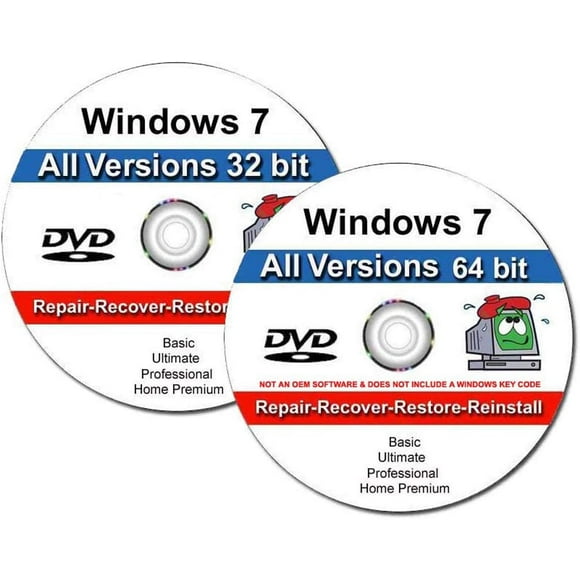 Windows 7 All Versions, Professional, Premium, Ultimate, Basic Repair Restore Recover & Re-install 32/64 DVD Plus Windows Drivers Pack