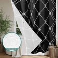 thumbnail image 6 of Black Plaid Shower Curtain - Water Repellent Fabric Shower Curtains Washable, Farmhouse Art Checkered Modern Decorative Polyester Cloth Bathroom Curtains Modern Bath Decor 36"x72", 6 of 8