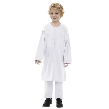 

Toddler Sets For Boys 5 T Boy S Arabic Kaftan Set Long Sleeve Youth Boys Solid Color Robe Suit Thobe National Middle Teenage Boys Embroidered Robe Suit Arab Children S Wear White 4-5 Years