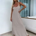 thumbnail image 6 of Wlynlyn Womens Maxi Dresses Spaghetti Strap Loose Fitted Casual Cami Dress Solid Color Slit Beach Summer Sleeveless Sundress, 6 of 6