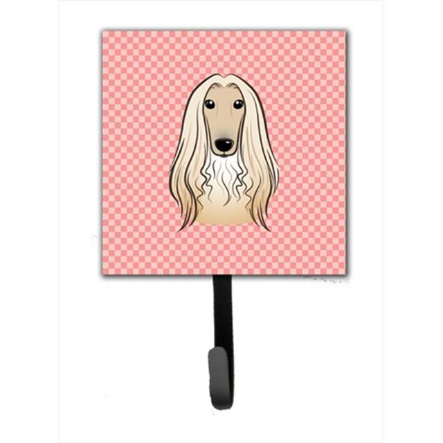 Checkerboard Pink Afghan Hound Leash Or Key Holder, 4.25 W x 7 H In.