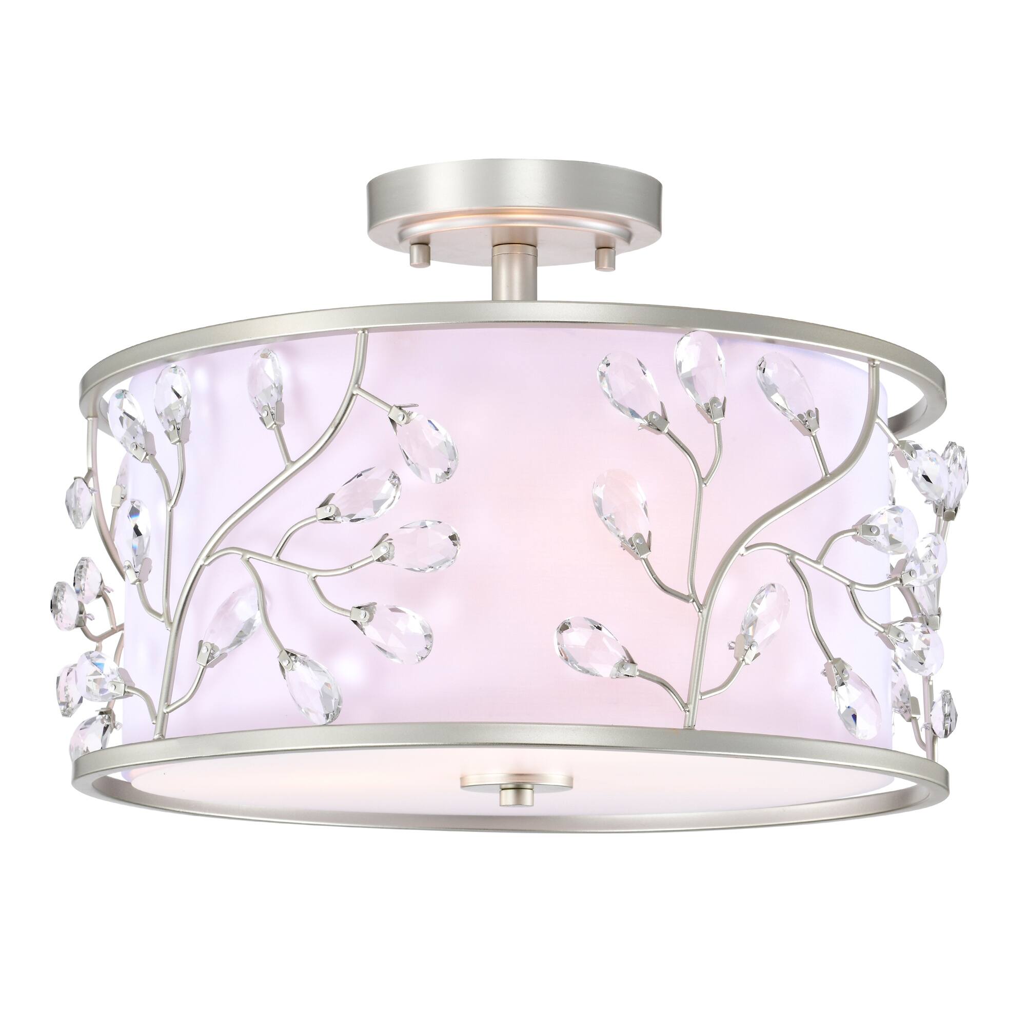 Lala 20 in. 3-Light Indoor Satin Silver Finish Semi-Flush Mount Ceiling Light with Light Kit