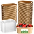thumbnail image 1 of Cuencos desechables de papel kraft Maxdot con tapas de polipropileno, 850 ml, paquete de 50, 1 of 7