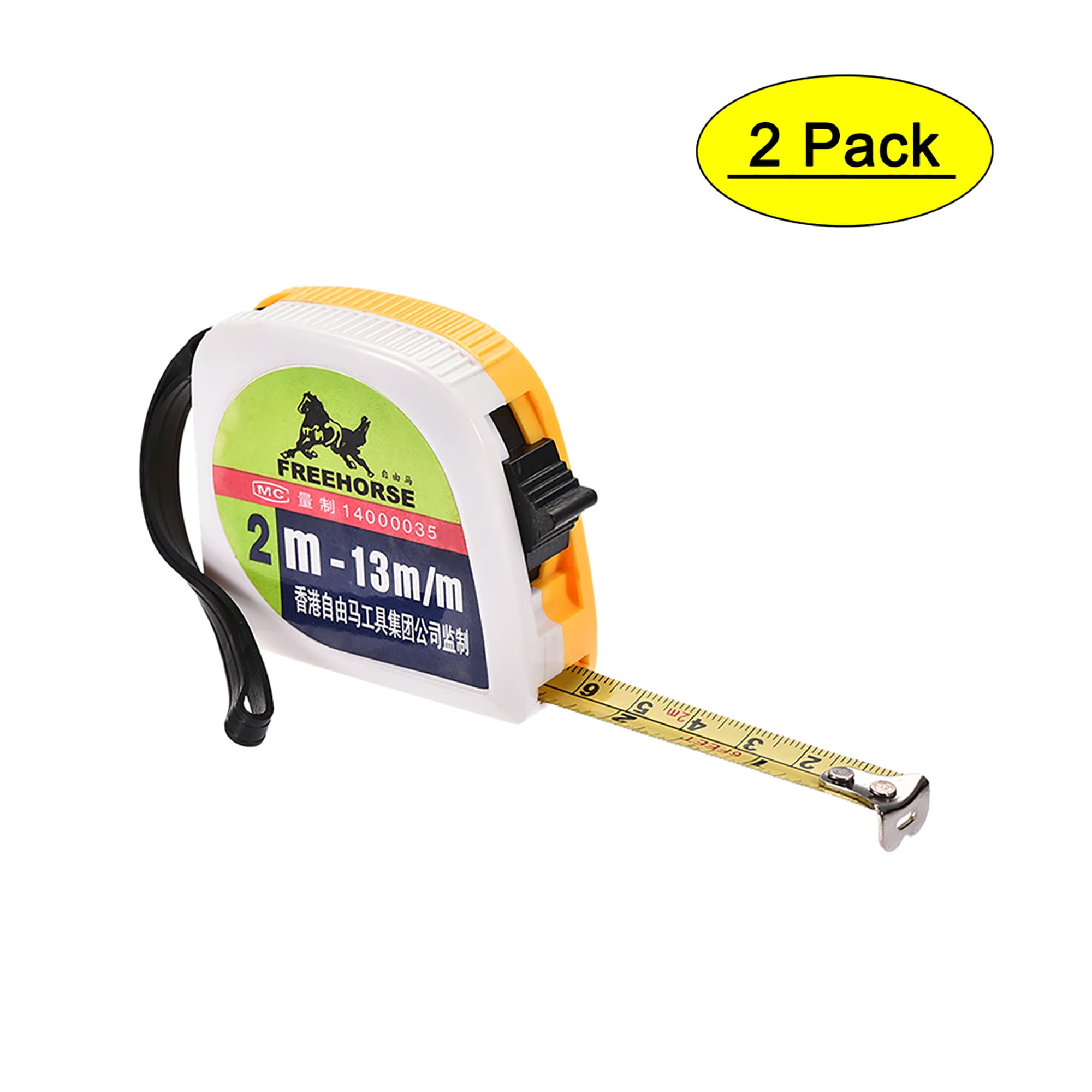 2 Meter 6 Feet Retractable Metric Plastic Round Case Tape Measure 2 Pack