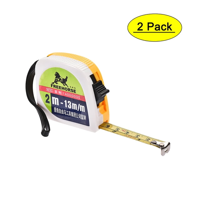 Unique Bargains Tape Measure 2 Meter 6 Feet Retractable Metric Plastic Round Case 2Pcs