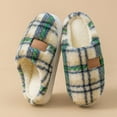 thumbnail image 2 of House Slippers for Women Classic Plaid Memory Foam Shoes Fuzzy Indoor And Outdoor Thick Sole Warm Winter Slippers, 2 of 4