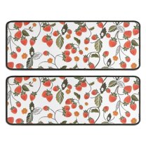 Kitchen Rugs Sets Of 2,Strawberry Plants Fruit Flower Leaf Anti Fatigue Kitchen Mat Rugs Non Slip Washable,Decorative Kitchen Floor Mats for Kitchen,Sink,Laundry,17"x47" 17"x47"