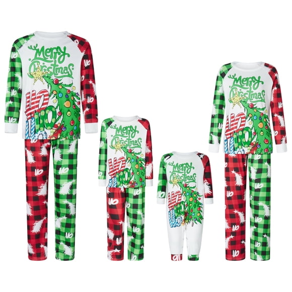 Pijamas navideños Fiomva para la familia, conjuntos navideños a juego para adultos y niños, conjunto de ropa de dormir familiar para Navidad en casa.