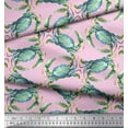 thumbnail image 2 of Soimoi Pink Modal Satin Fabric Crabs Ocean Decor Fabric Printed Yard 42 Inch Wide, 2 of 3