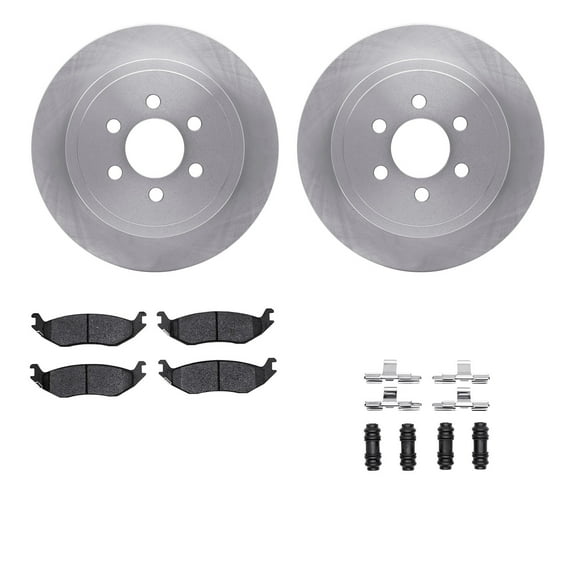 Dynamic Friction Company Rear Brake Rotors with Ultimate Duty Performance Brake Pads includes Hardware 6412-40043