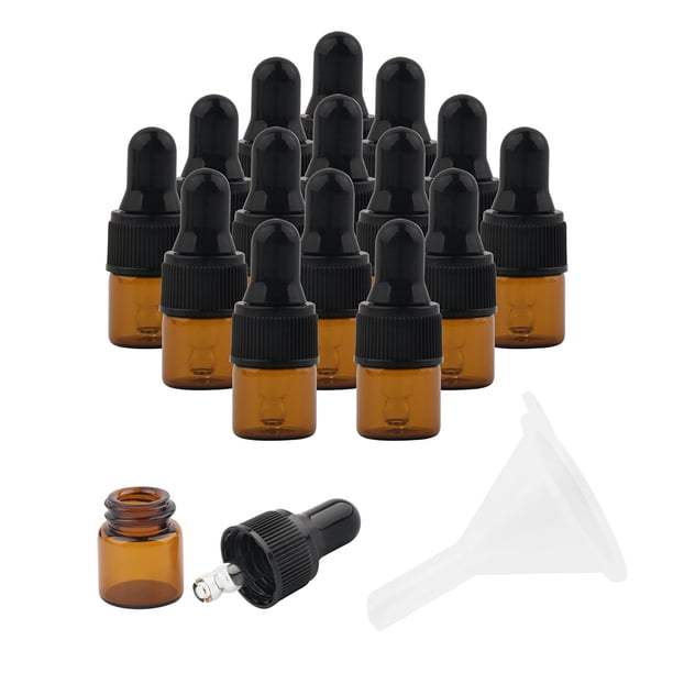 Botella de subenvasado con pipetas de vidrio, dispensador de viaje, varios tamaños, contenedor de cosméticos para vacaciones, loción, muestra Almacenamiento y organización del hogar Marron oscuro 1ml Injueey HA064731-03