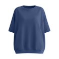 thumbnail image 7 of LNZGNM Sweatshirts for Women Short Sleeve Crew Neck Oversized Pullover Everyday Simple Top Daily Summer Casual,Blue(M), 7 of 7