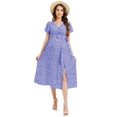 thumbnail image 4 of Yesfashion Women's Maternity Dress Summer Ditsy Floral V Neck Short Sleeve A Line Swing Midi Dress, 4 of 5