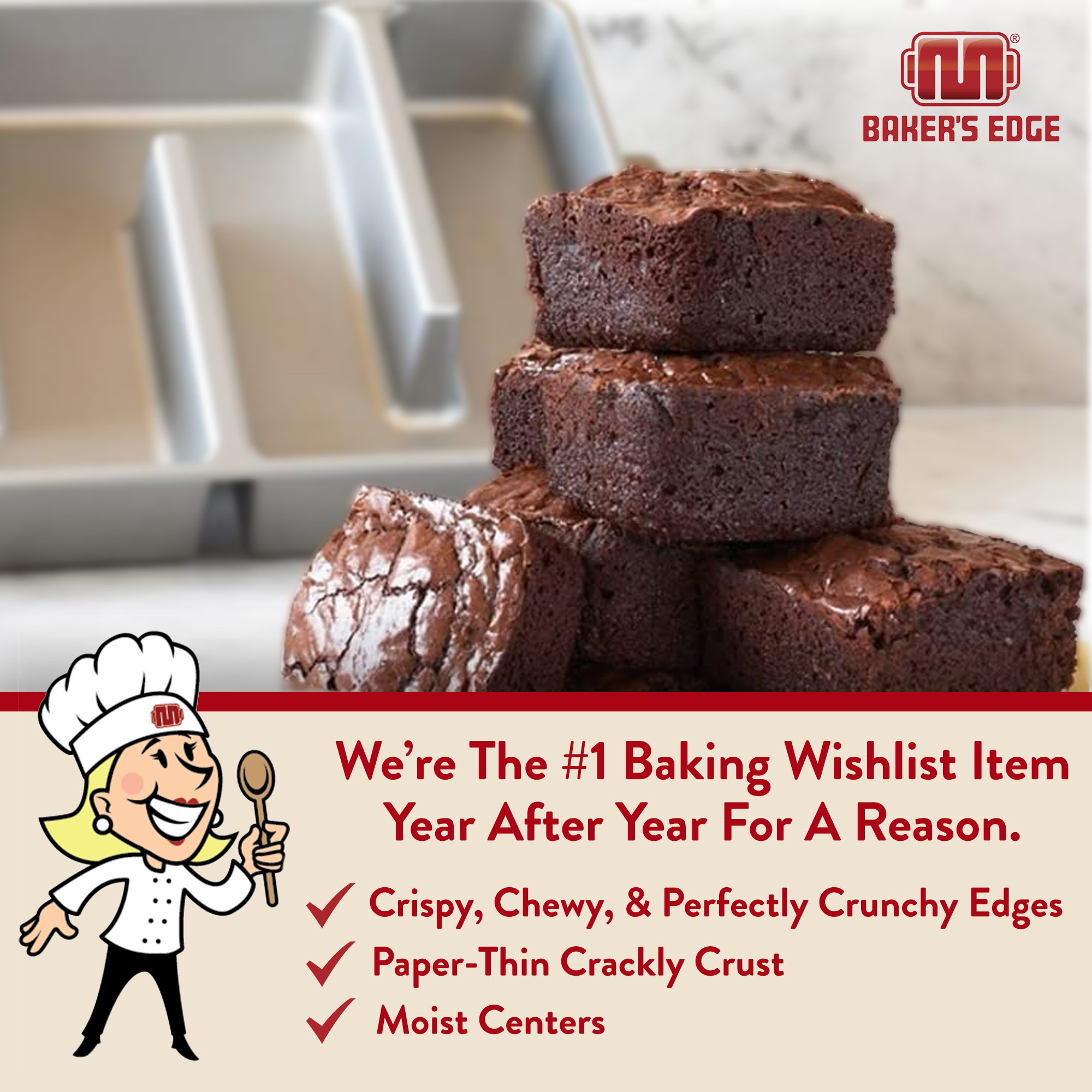 Baker's Edge Brownie Pan - The Original All Edges Brownie Pan for Baking - image 3 of 10