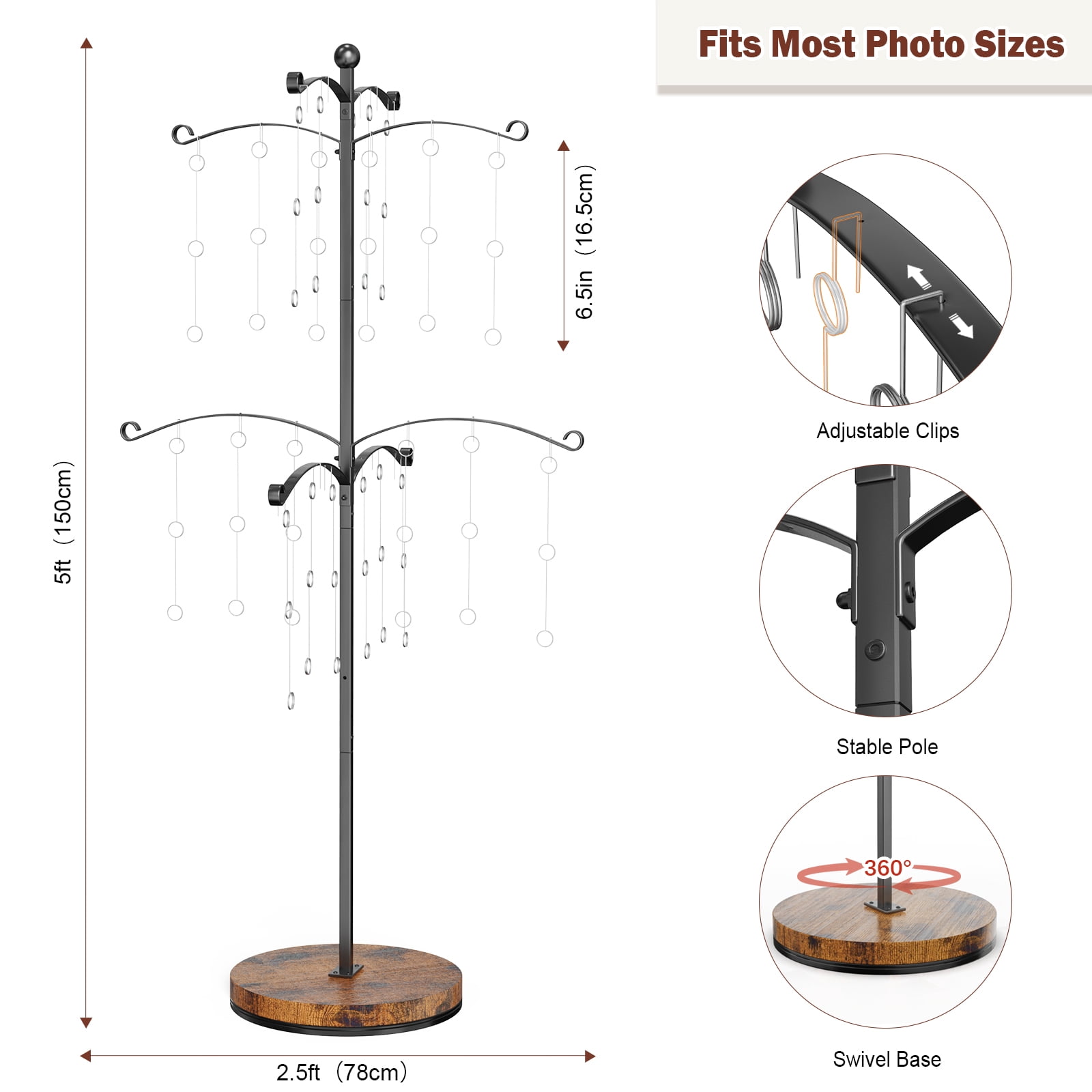 Sfugno Metal Photo Display Tree, 90 Clips Holder for 4x6, 5x7 Picture Frames Hanging & Gift Card Display, Versatile Home Decor for Family Collage Frame
