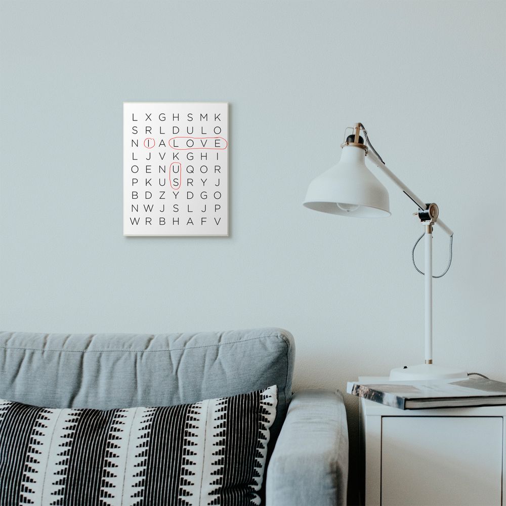 Stupell Industries Crossword Family Home Inspirational Word Black And White Design Wall Plaque Art by Anna Quach