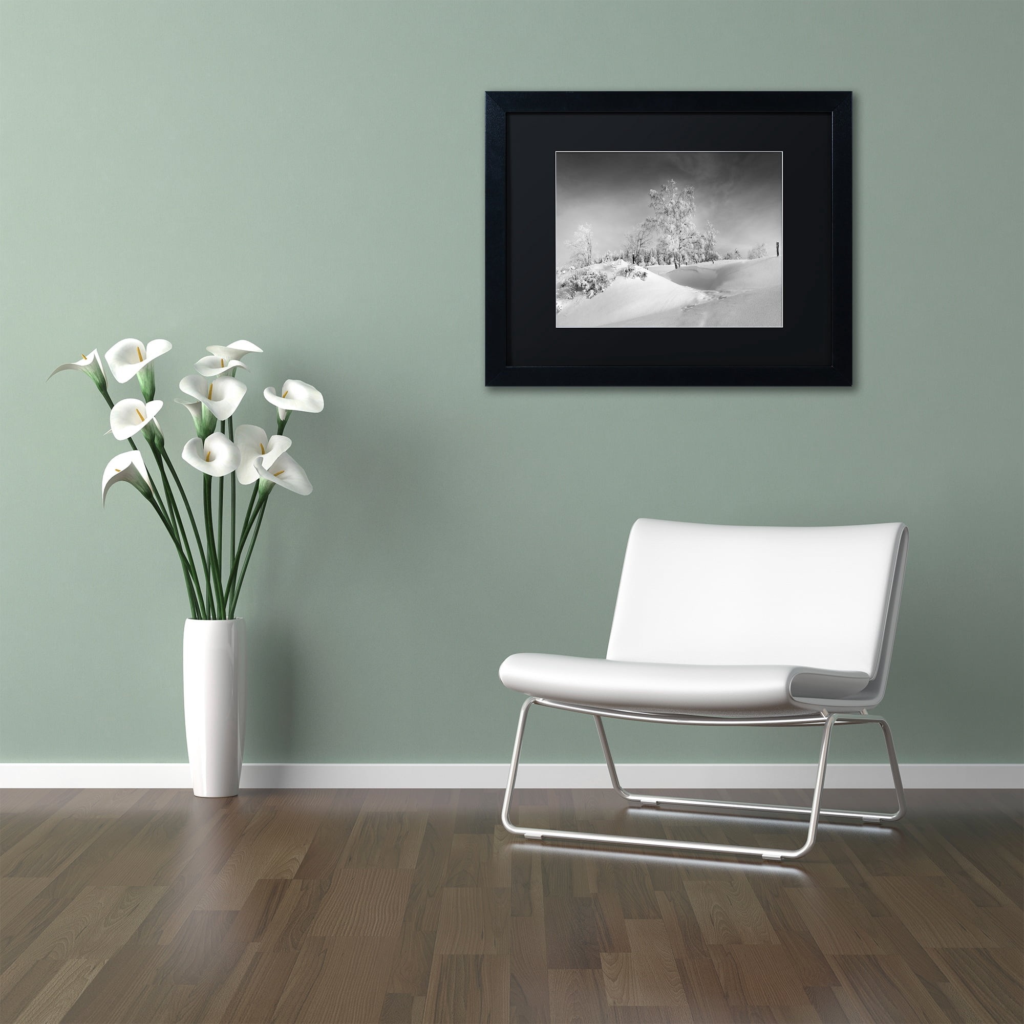 Trademark Fine Art "Dressed For Winter B&W" Canvas Art by Philippe Sainte-Laudy, Black Matte, Black Frame