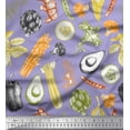thumbnail image 1 of Soimoi Blue Viscose Chiffon Fabric Mixed Vegetable Decor Fabric Printed Yard 42 Inch Wide, 1 of 3