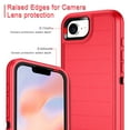 thumbnail image 4 of I-HONVA for iPhone 16e Case,[With 2 Pack Screen Protector] Stripe Shockproof 3-Layer Full Body Protection Rugged Heavy Duty High Impact Hard Cover Case for iPhone 16e 6.1-inch 2025,Red/Black, 4 of 7