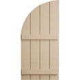 thumbnail image 2 of Ekena Millwork 22"W x 56"H (34" Low Side) Timberthane Rough Cedar Four Board Joined Board-n-Batten w/Quarter Round Arch Top Faux Wood Shutters (Per Pair), Primed Tan, 2 of 6
