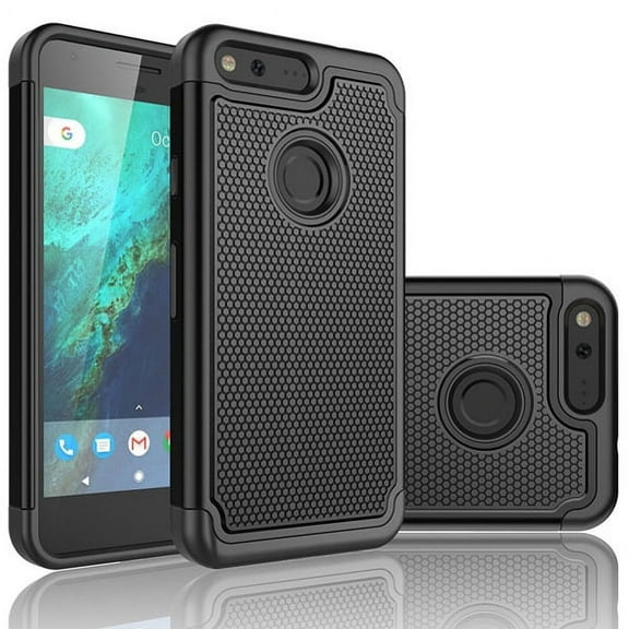 Google Pixel XL Slim Fit Hybrid Case Cover Reinforced Bumper Shock Absorbent Black