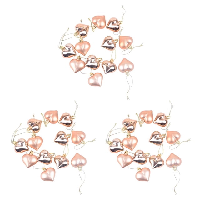Bolas de árbol de Navidad en forma de corazón Monstrate 12 piezas color Oro rosa