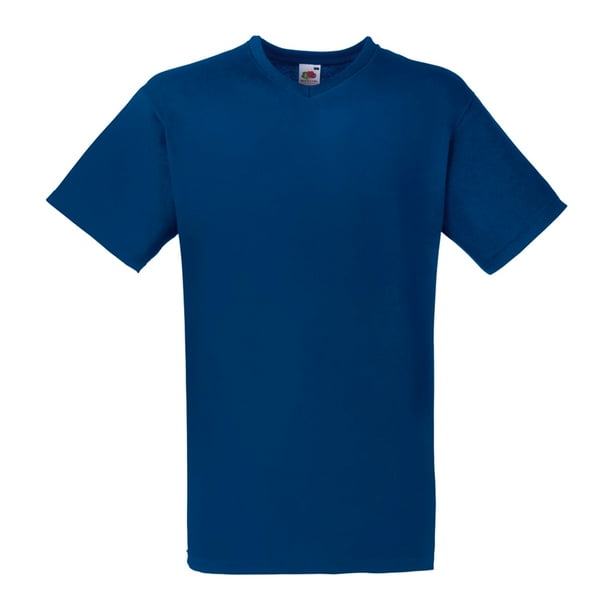Fruit Of The Loom - Camiseta Básica de pico de manga corta de superior para hombre (Azul marino)