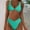 Mint Green, variant on Herrnalise Women's Bikini Sets Colorblock Trim 2 Piece High Waisted Swimsuit Scoop Neck Adjustable Spaghetti Straps Bathing Suit