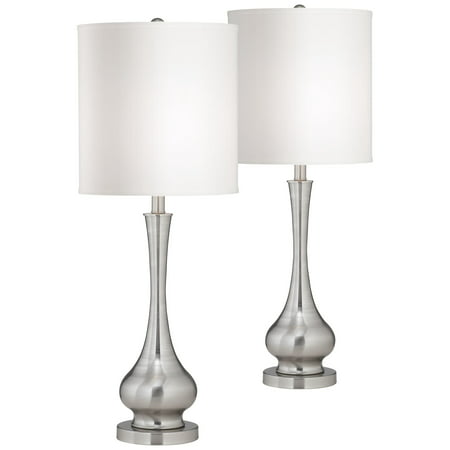 Possini Euro Design Modern Table Lamps Set of 2 Brushed ...