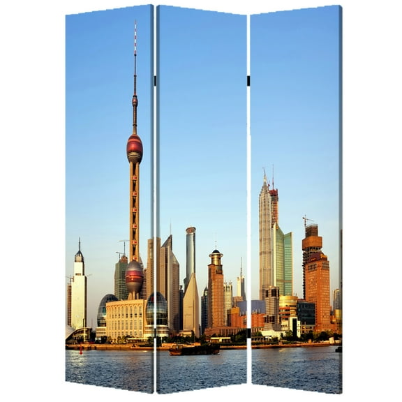 1" x 48" x 72" Multi Color Wood Canvas China  Screen