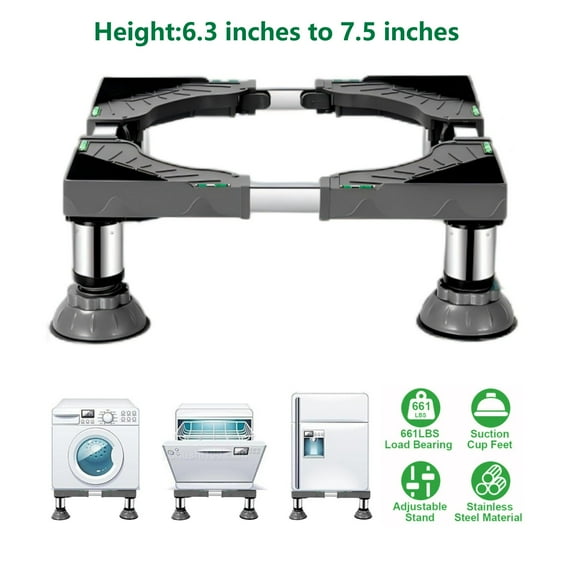 Jiarui Height 7.5" Mini Fridge Stand with Upgrade Suction Feet, Portable Adjustable Size Pedestal for Washing Machine Refrigerator Dishwasher, Gray