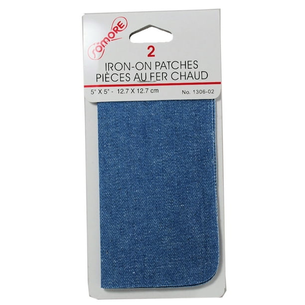 2 Iron On Patches Light Blue Denim Jean Repair 130602
