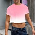 thumbnail image 2 of Cropped T-Shirt for Men Round Neck Tee Short Sleeve Tops Gradient Short Sleeve Tees Quick Dry Ultra Soft Tunic Blouses Trends Lightweight T Shirts Golf Joggers Blouse, 2 of 7