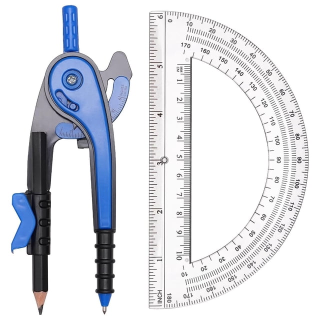 Kit de Geometría para Estudiantes: Compás y Transportador, para Matemáticas y Dibujo, Colores Aleatorios.