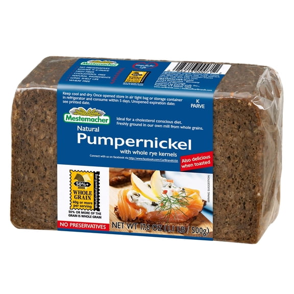 Mestemacher Natural Pumpernickel With Whole Rye Kernels, 17.6 oz