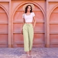 thumbnail image 6 of FENGGHAO Women's Linen Wide Leg Pants Casual Loose High Waist Beach Haren Pants Pockets, 6 of 6