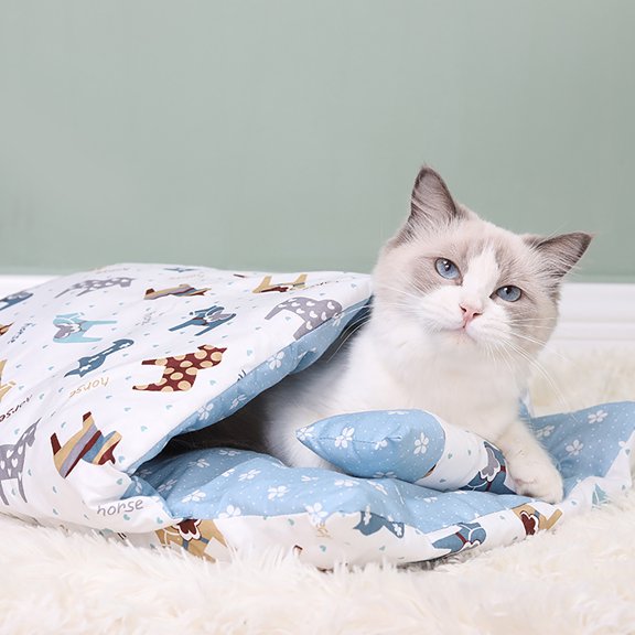 amlbb Cat Beds Removable Slee Bag Sofas Mat Modern Soft Plush Round Pet Bed for Cats Mini Medium Sized Cat Bed Self Warming Autumn Winter Indoor on Clearance