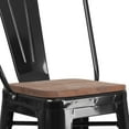 thumbnail image 6 of Flash Furniture Lily 30" High Black Metal Barstool with Back and Wood Seat, 6 of 11