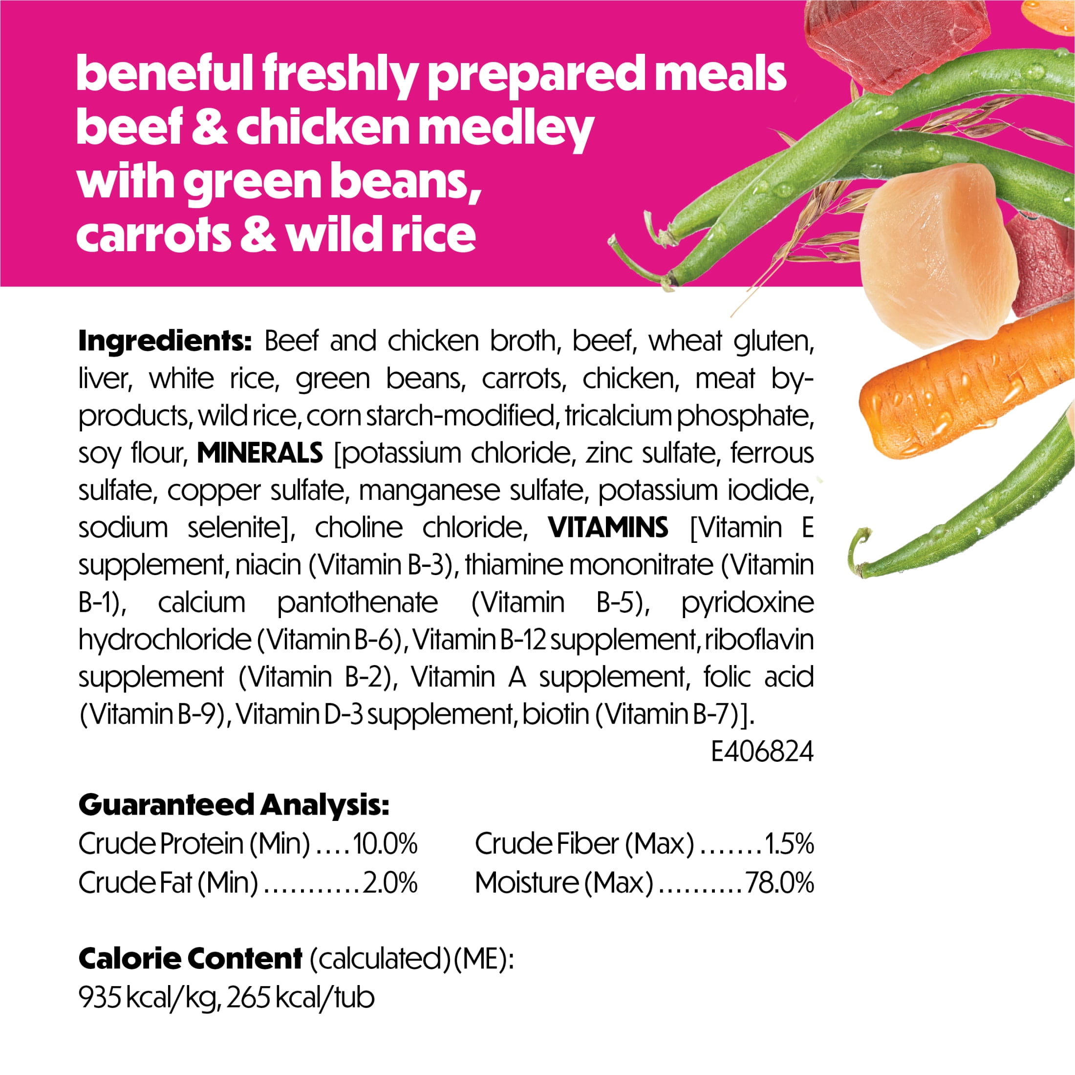 Purina Beneful Dog Food Freshly Prepared Meals Beef and Chicken Medley with Green Beans Carrots and Wild Rice, 10 oz, 8 Pack